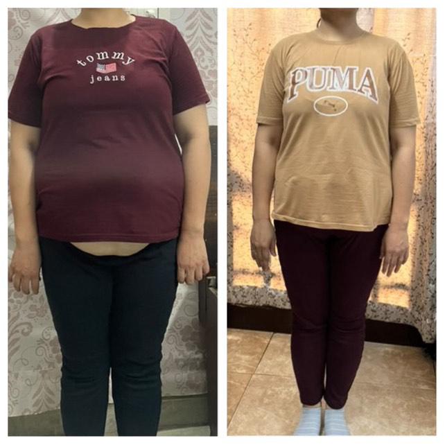 Front view before and after weight loss transformation