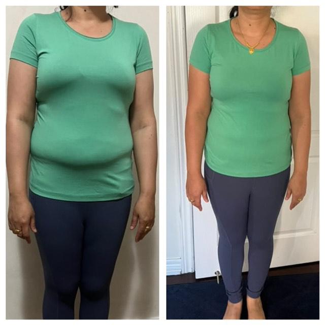 Front view before and after weight loss transformation