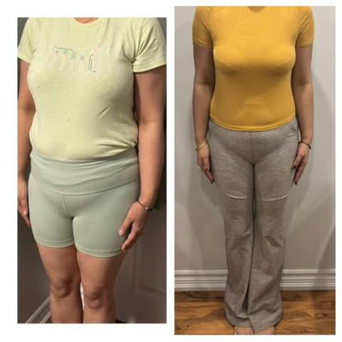 Front view before and after weight loss transformation
