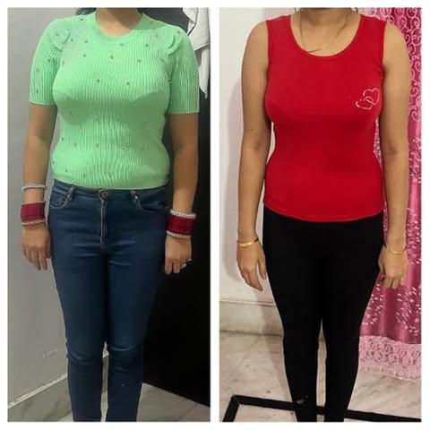Front view before and after weight loss transformation