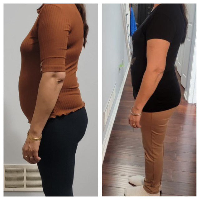 Before and after weight loss side profile transformation – GC Diet client