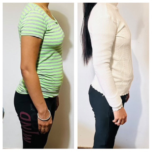 Before and after weight loss side profile transformation – GC diet program client