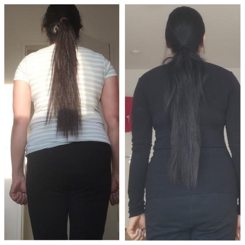 Before and after hair thickness and length transformation – GC nutrition counselling result