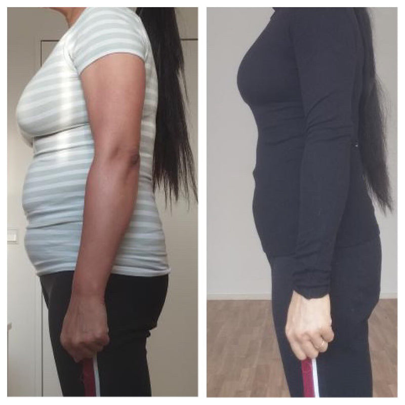Before and after weight loss side profile transformation – GC diet and wellness client