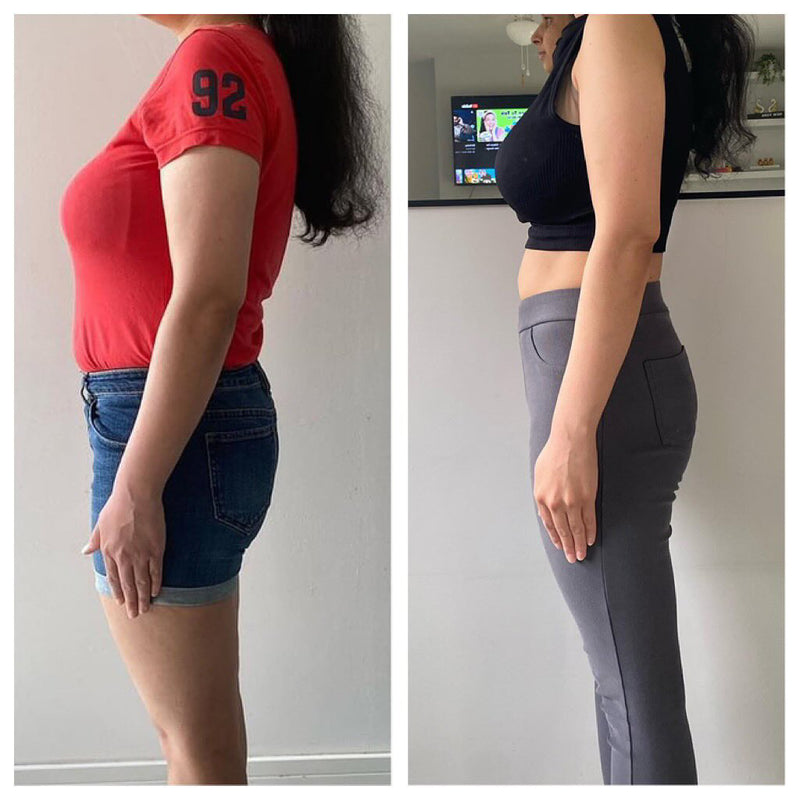 Before and after weight loss side profile – GC diet transformation client result