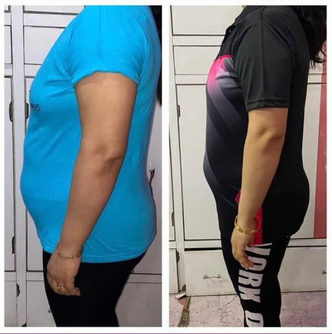 Before and after weight loss side profile transformation – clientof counsellingwithgc.com diet and wellness program