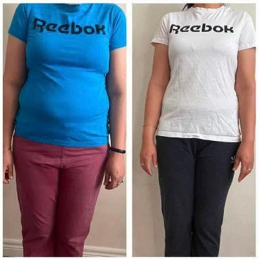 Before and after weight loss front view transformation – GC diet program client result