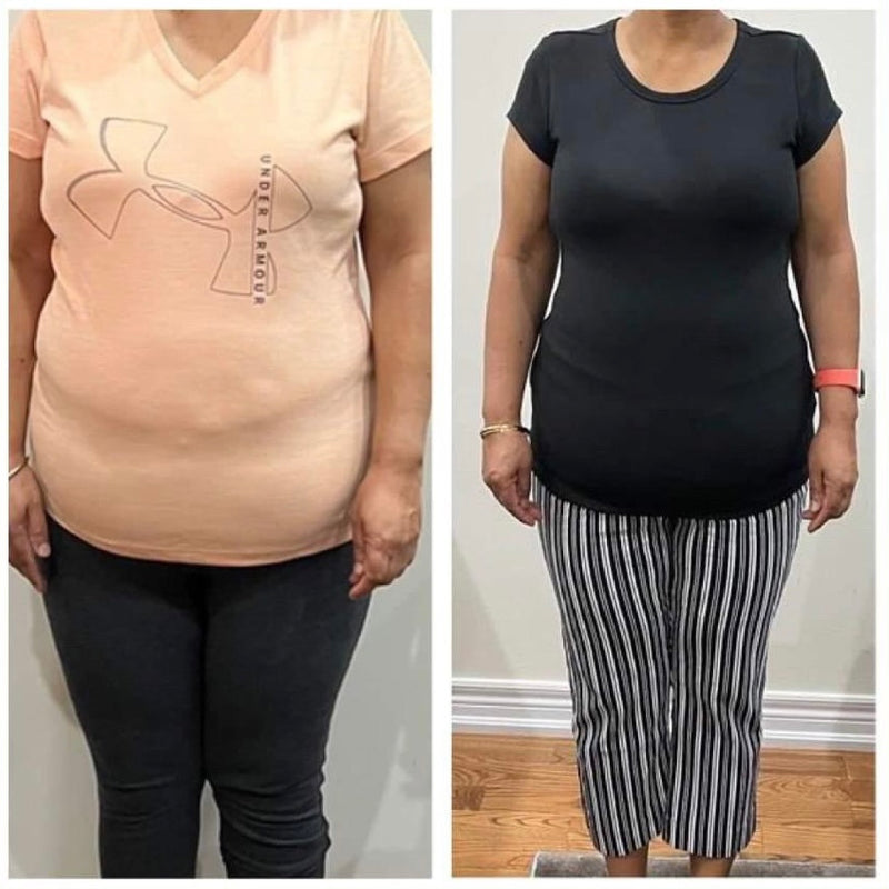 Before and after weight loss front view transformation – GC Diet client
