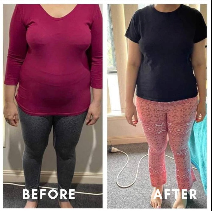 Before and after weight loss front view transformation – GC Diet client result