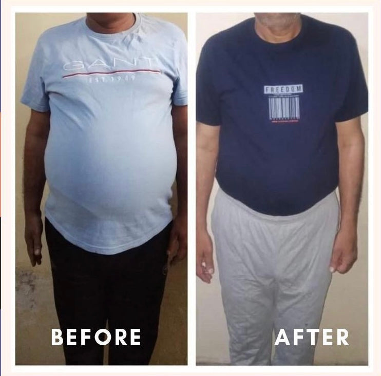 Before and after male weight loss front view transformation – GC diet client result