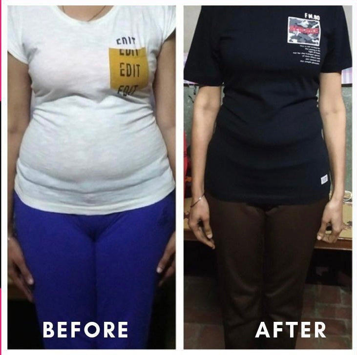 Before and after weight loss front view – GC Diet wellness transformation client