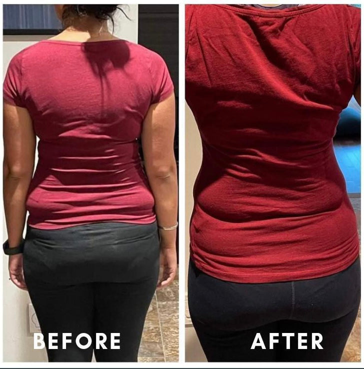 Before and after weight loss back view transformation – GC Diet client result