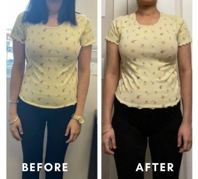 Before and after weight loss front view transformation – GC Diet client